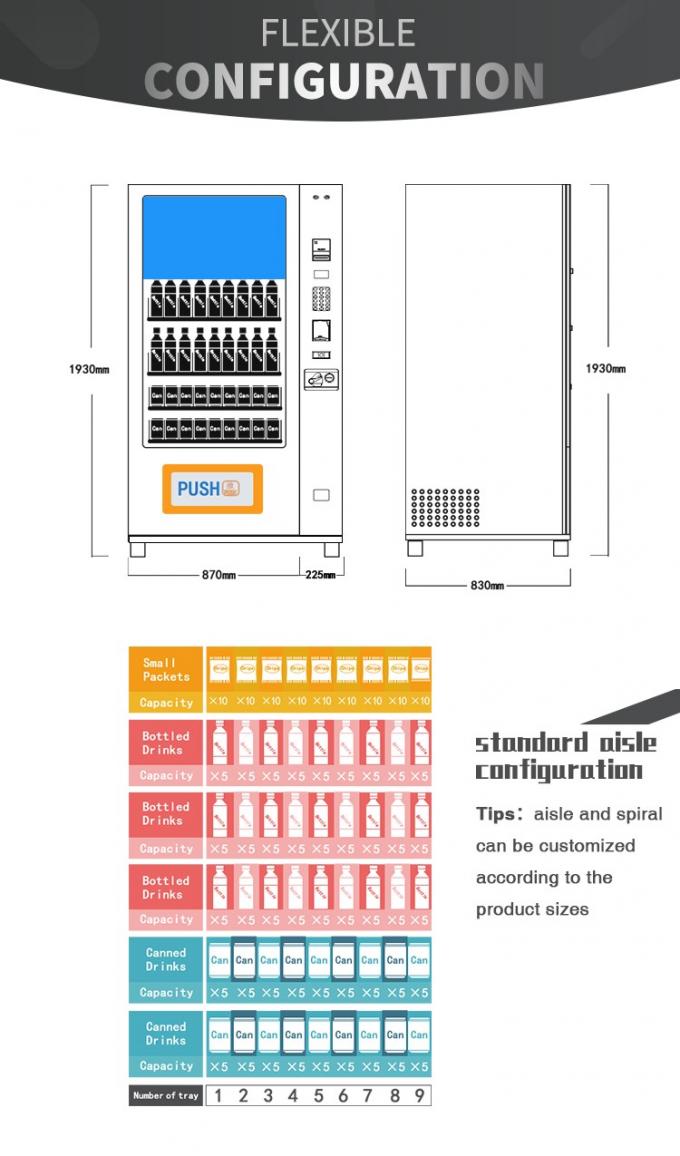 Preto máquina de venda automática da bebida da máquina de venda automática/bebida de 32 meios do tela táctil da polegada