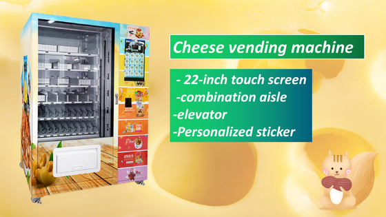 Máquina de venda automática do queijo da tela de 22 polegadas para anunciar o pagamento sem contato do apoio