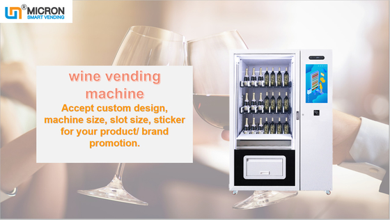 Máquina de venda automática do vinho tinto com vender refrigerado elevador de Smart do mícron da máquina de venda automática do elevador
