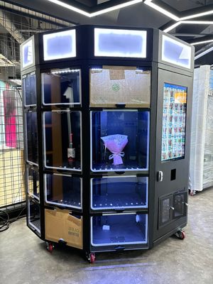 Novo design de armário máquina de venda de flores frescas com função de resfriamento 32 polegadas touch screen light box para branding