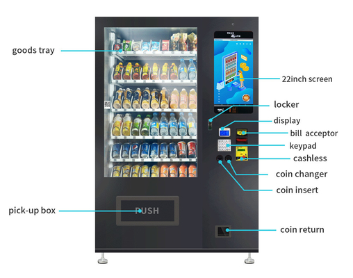 Máquinas de venda automática do Internet do tela táctil personalizado do petisco e da bebida do envoltório da etiqueta para o mercado de Paquistão