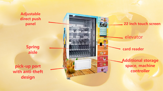 Máquina de venda automática do queijo da tela de 22 polegadas para anunciar o pagamento sem contato do apoio