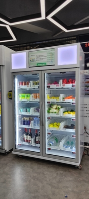 a máquina de venda automática do gelado 220V para alimentos bebe o refrigerador vendendo esperto