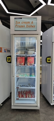 a máquina de venda automática do gelado 220V para alimentos bebe o refrigerador vendendo esperto