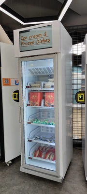 a máquina de venda automática do gelado 220V para alimentos bebe o refrigerador vendendo esperto