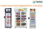 máquina de venda automática esperta do refrigerador com o vegetal da venda do leitor de cartão do crédito, fruto, carne congelada