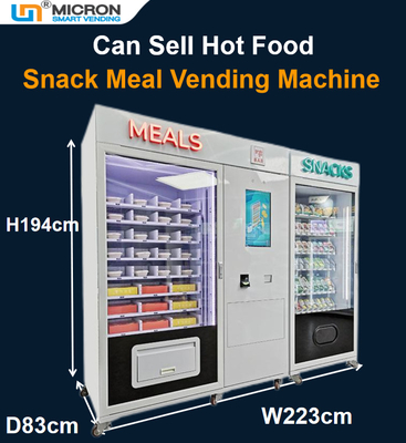 Máquina de venda automática combinado da capacidade grande para refeições quentes do alimento da bebida do petisco com forno micro-ondas