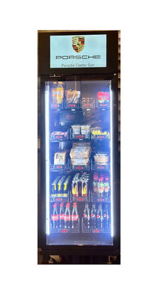 Grande capacidade tela sensível ao toque lanche bebida geladeira inteligente máquina de venda automática de porta aberta