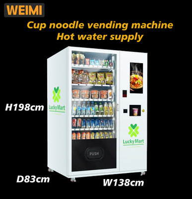 Máquina de venda automática de alimentos 360 W Cup Noodle Snack Máquina de venda automática de Ramen com fornecimento de água quente grátis