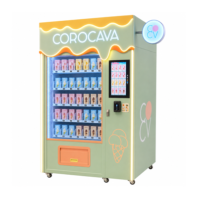 Máquina comercial de venda automática de alimentos congelados com menos 18 a menos 20 graus de congelamento e interface touchscreen para vendas de produtos congelados