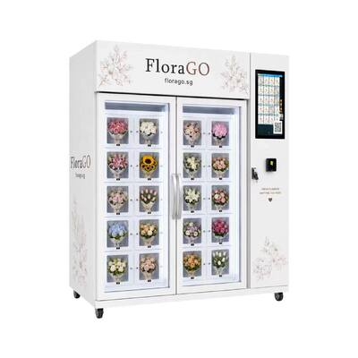 Máquina de venda de flores equipada com controle inteligente de inventário e compartimentos refrigerados para vendas de flores frescas a qualquer momento
