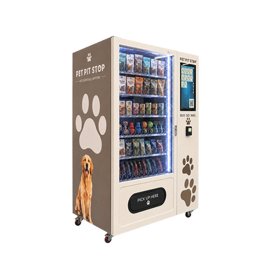Máquina de venda de animais de estimação que combina venda padrão e armários laterais para fornecer fácil acesso a vários produtos para animais de estimação 24/7
