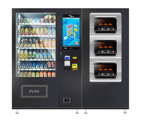 Máquina de venda automática automática das bebidas dos petiscos do fast food da lancheira dos macarronetes com forno micro-ondas
